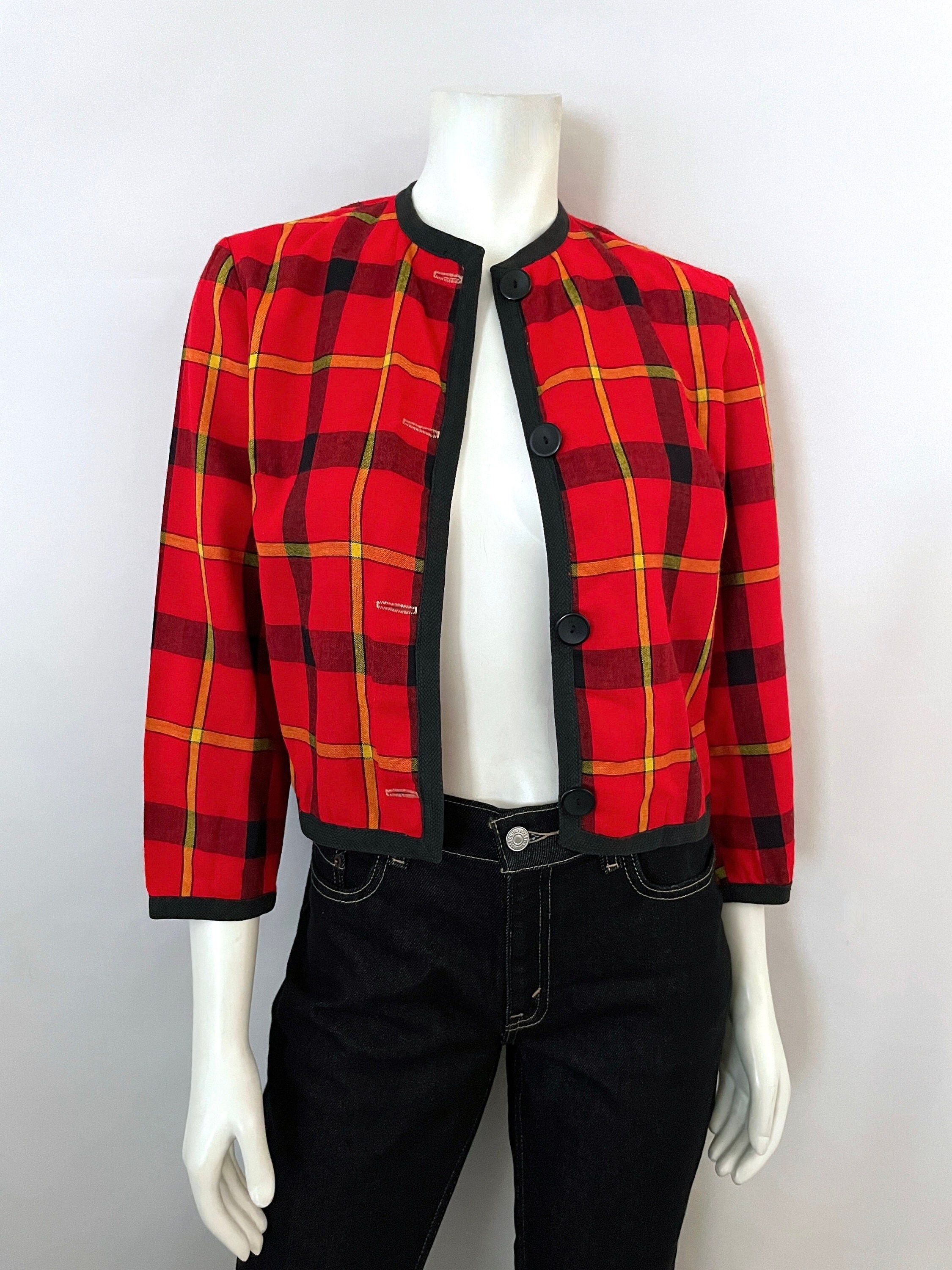 red checkerboard jacket