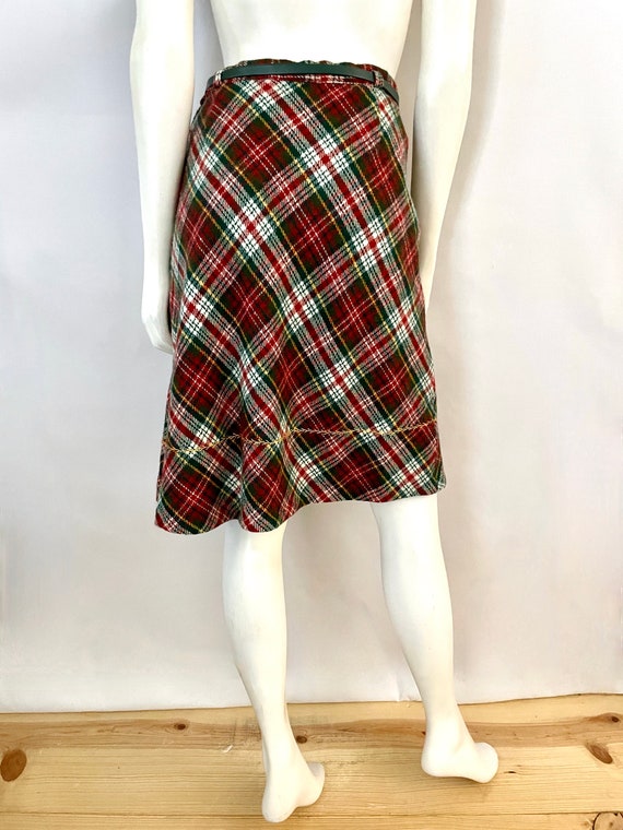 Vintage 70's Red Plaid Wool Belted Skirt by Summi… - image 8