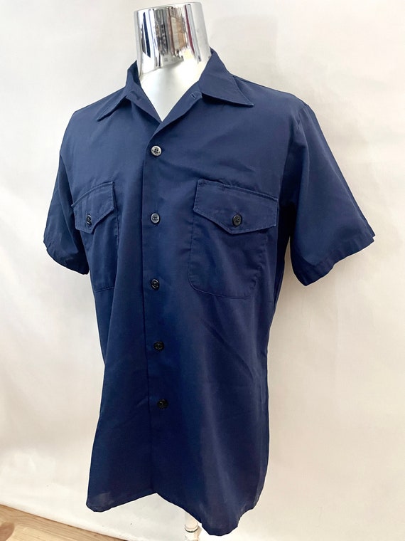 Vintage 70's Sailor Shirt, Navy Blue, Short Sleev… - image 7