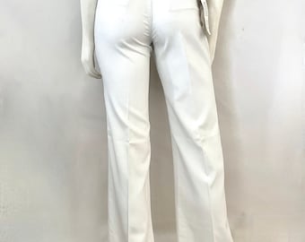 Vintage 70's Deadstock White Bell Bottom Pants (XXS, XS, S, M)