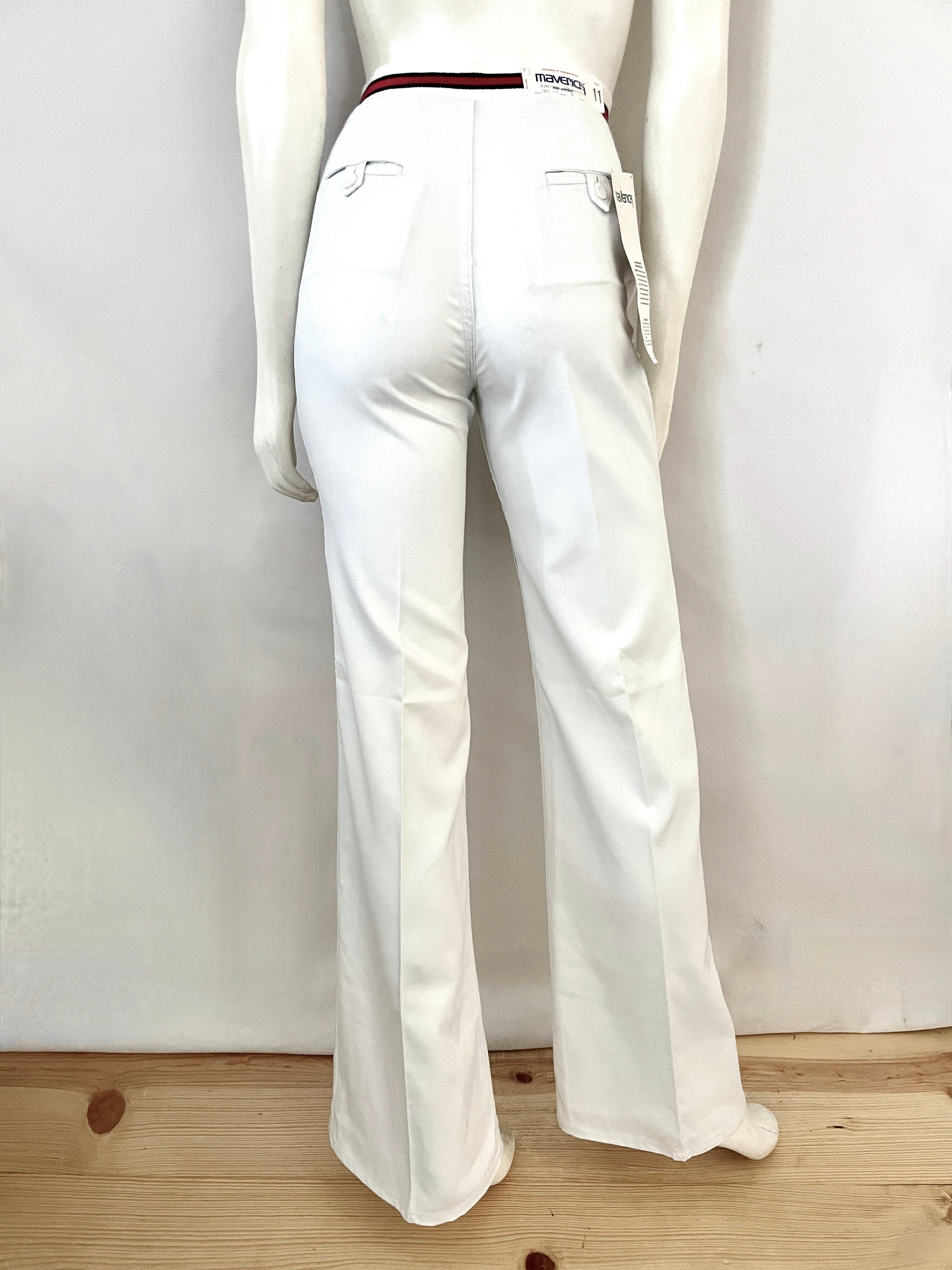Vintage 70's Deadstock White Bell Bottom Pants (XXS, XS, S Vintage 70's Deadstock White Bell Bottom Pants (XXS, XS, S