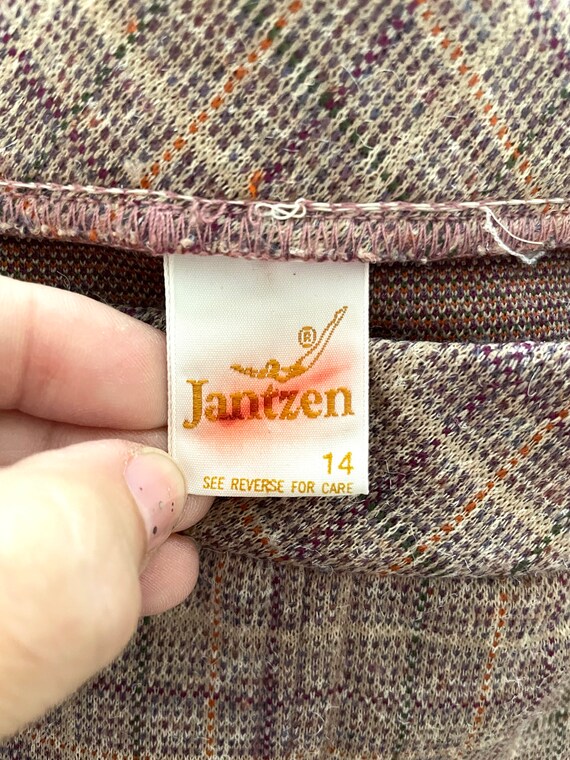 Vintage 70's Jantzen, Purple, Plaid, A Line Skirt… - image 4