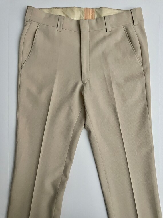 Vintage 70's Tan, Polyester, Bootcut, Pants, Long… - image 2