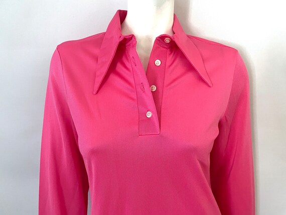 Vintage 60’s Hot Pink Mod Shirtdress by Sears (M) - image 6
