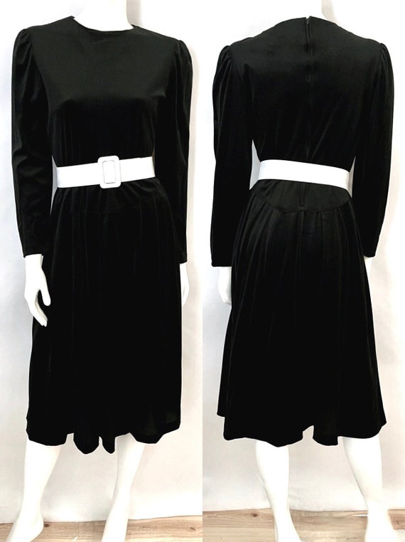 Vintage 80's Deadstock, Black Velour Dress by Sear