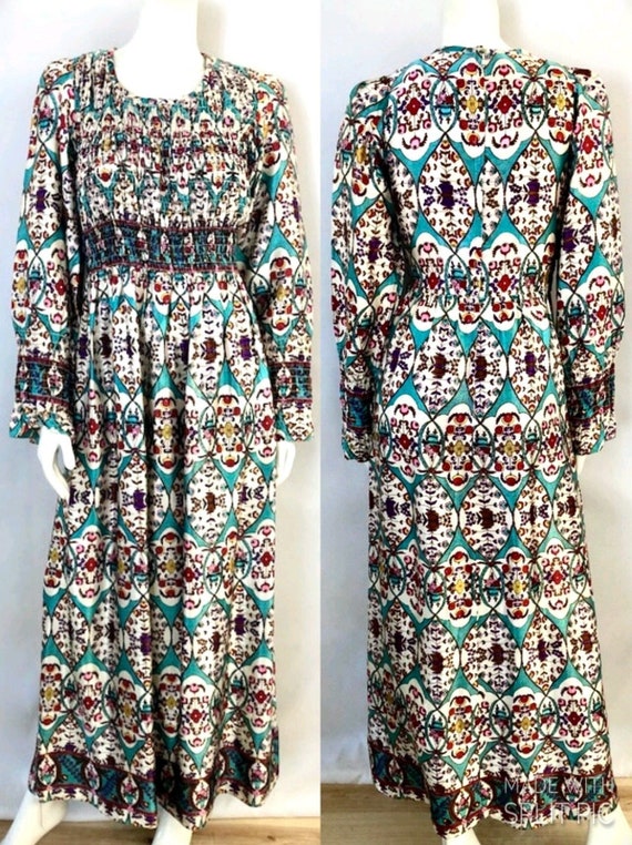 70's Mindy Malone, Long Sleeve, Maxi Dress (S)