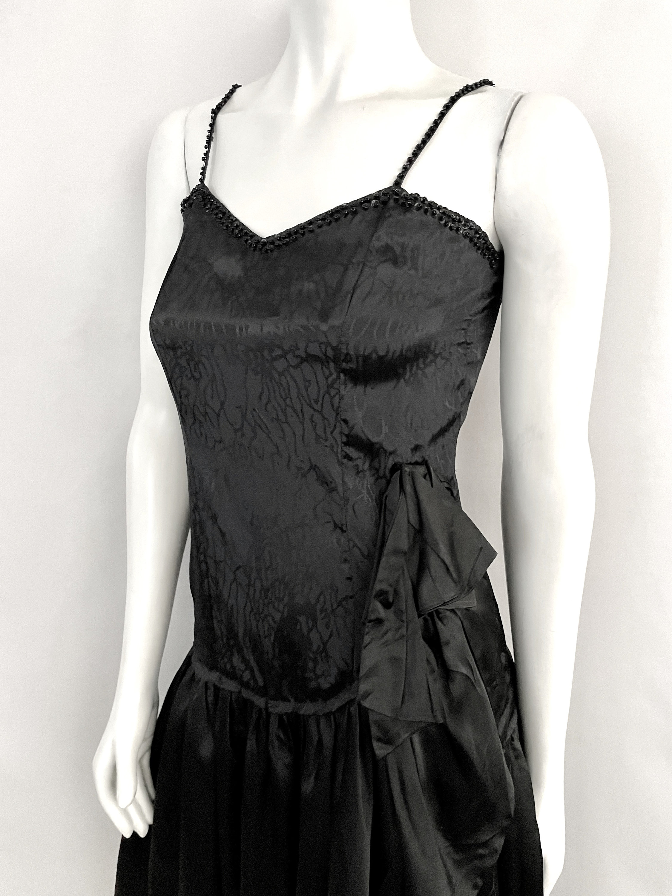 Vintage 80's Black, Jacquard, Strappy Beaded Dress S - Etsy