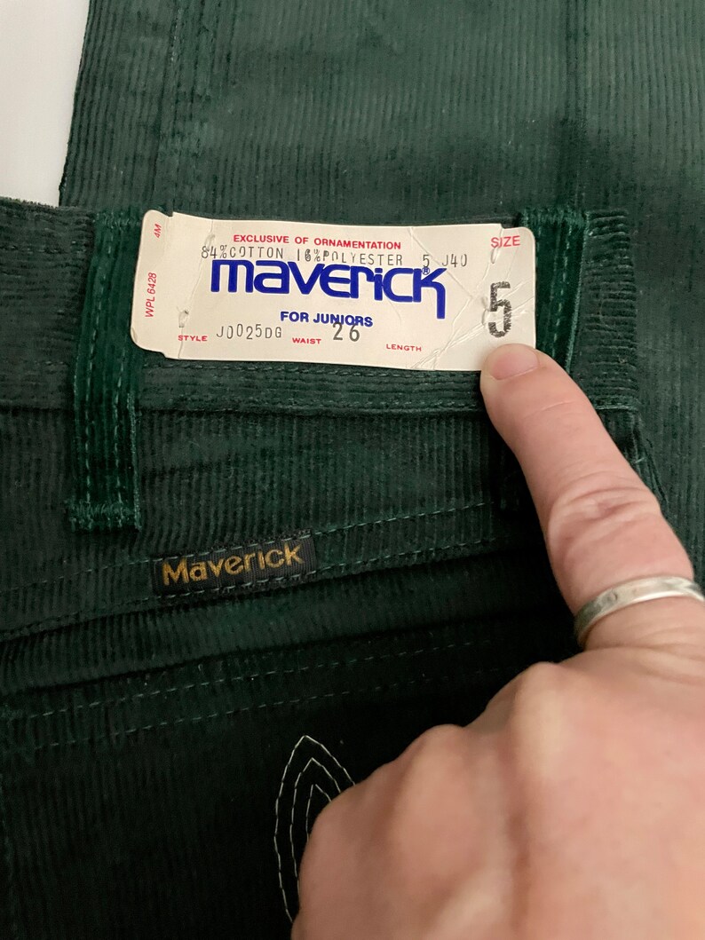 Vintage 70's Deadstock, Maverick, Green, Corduroy, Pants Size 2 image 7