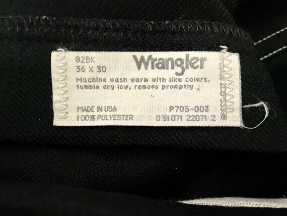 Vintage 80's Black Wrangler, Polyester, Bootcut P… - image 5