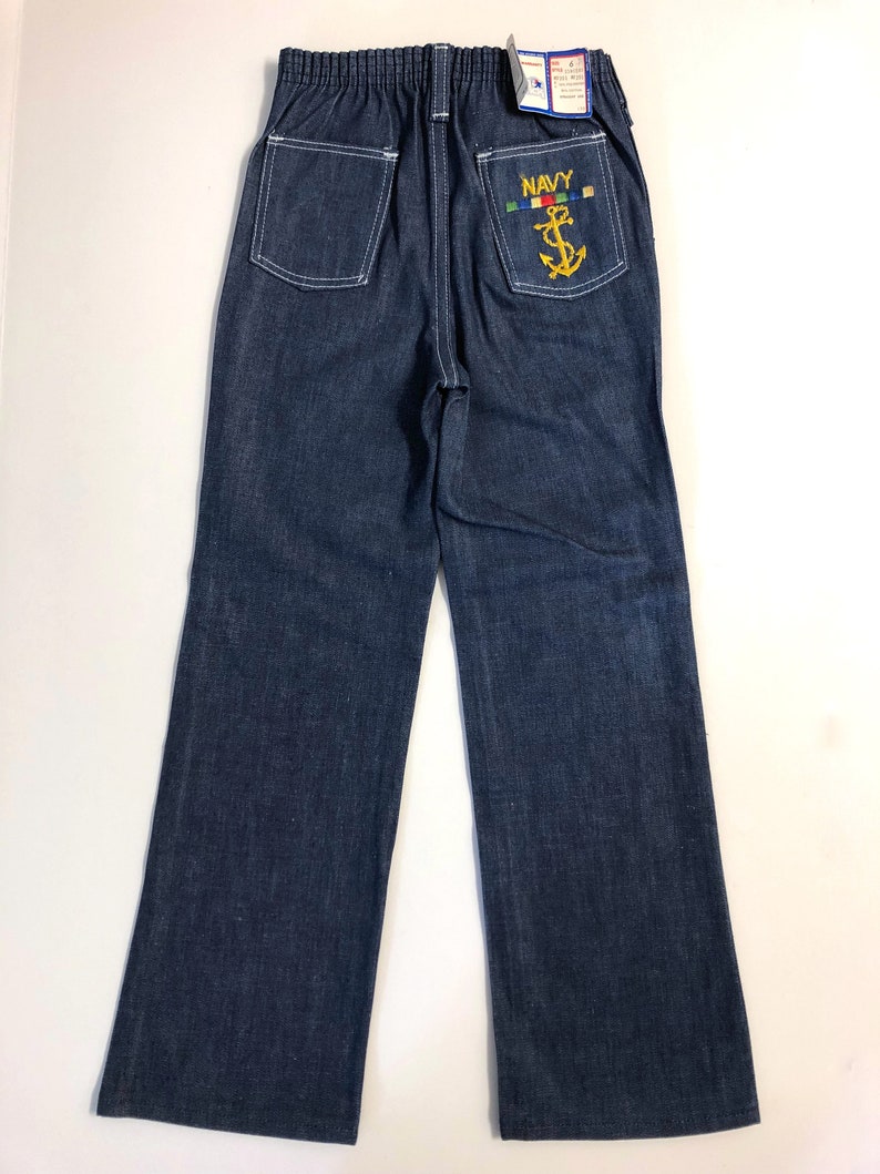 Vintage Unisex Kids 70's Deadstock, Young Maverick, Denim, Dark Wash, Jeans 6 image 8