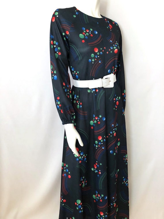 Vintage 70's Disco, Maxi Dress, Black, Geometric,… - image 4