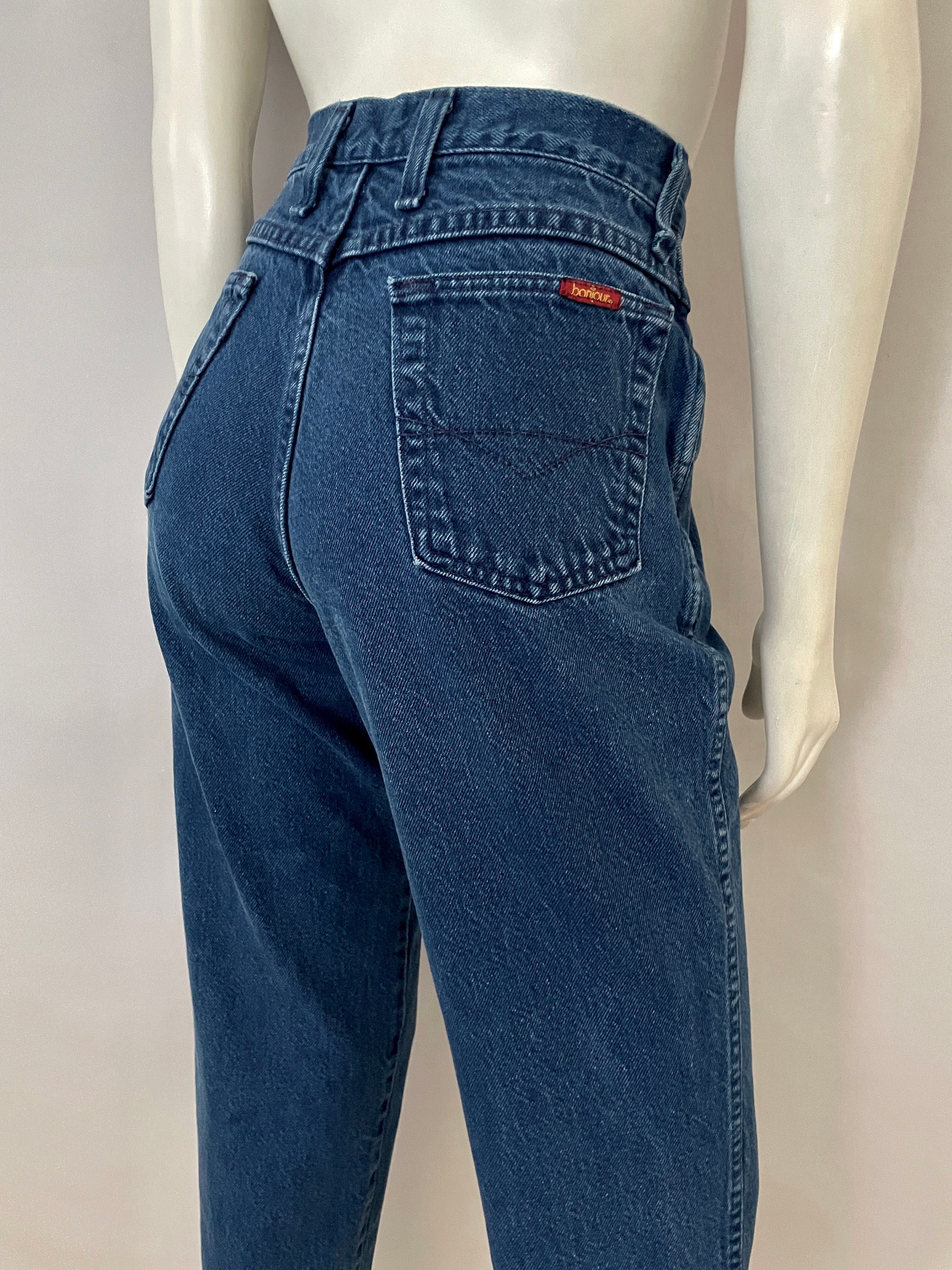 Jeans Vintage Bonjour Taille Haute 7/8 - Bleu, 100% Coton, Occasion