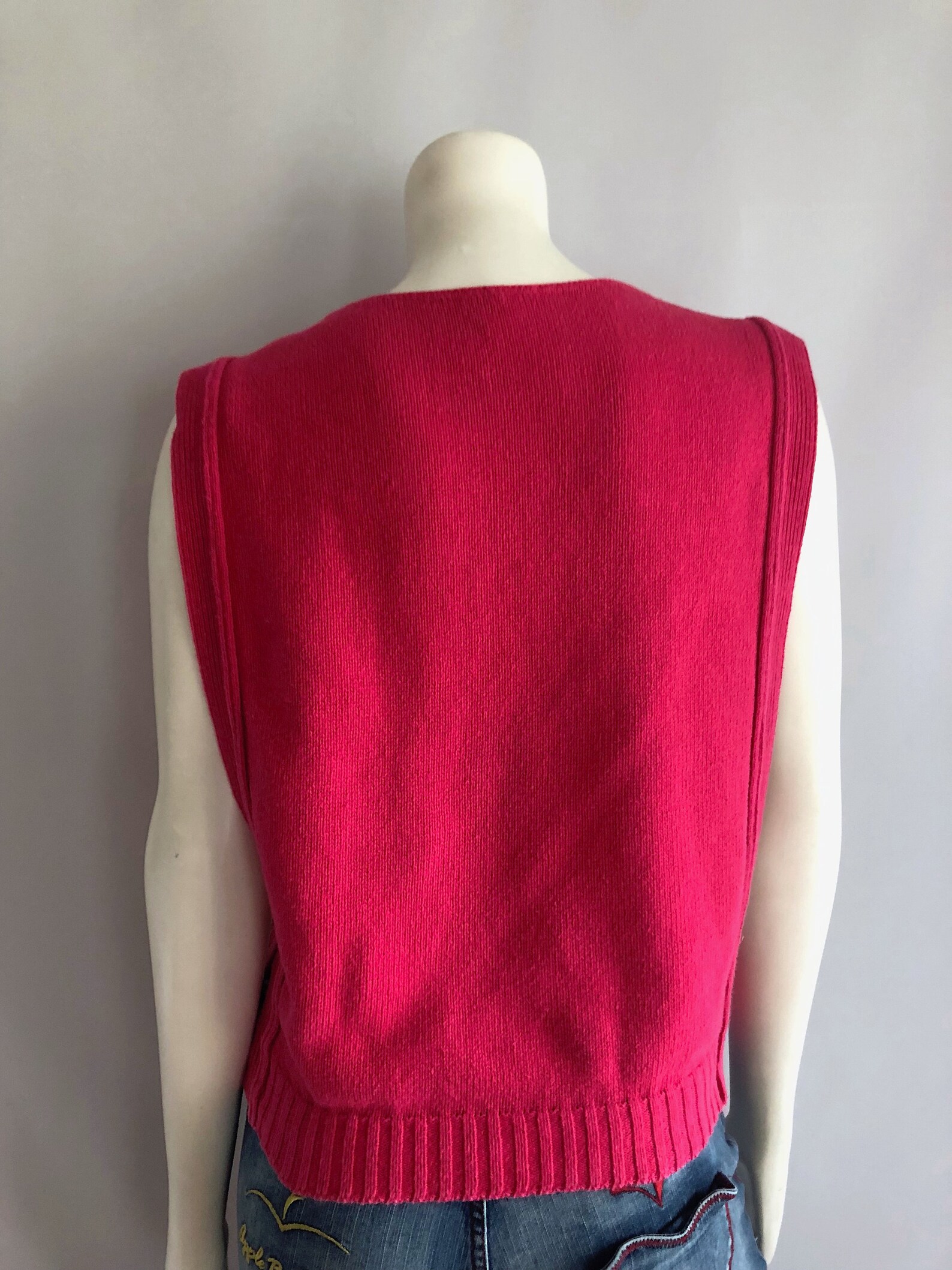 Vintage 80's Hot Pink Sweater Vest Sleeveless S - Etsy