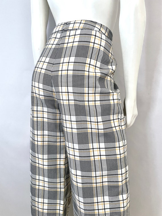 Vintage 70's White Plaid High Waisted Wide Leg Pa… - image 9