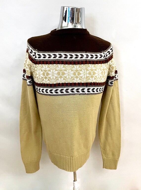 Vintage 80's Brown, Tan, Geometric, Long Sleeve, S