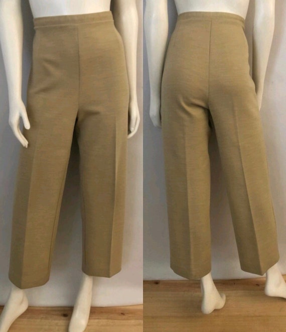 Vintage 70's Tan, Wool Blend, High Waisted, Tapere