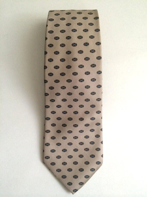 Vintage 80's Silk, Tan, Oval Printed, Tie by Piet… - image 2