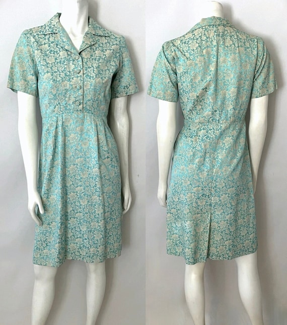 Vintage 60's Turquoise, Cheongsam Dress (Size 4)