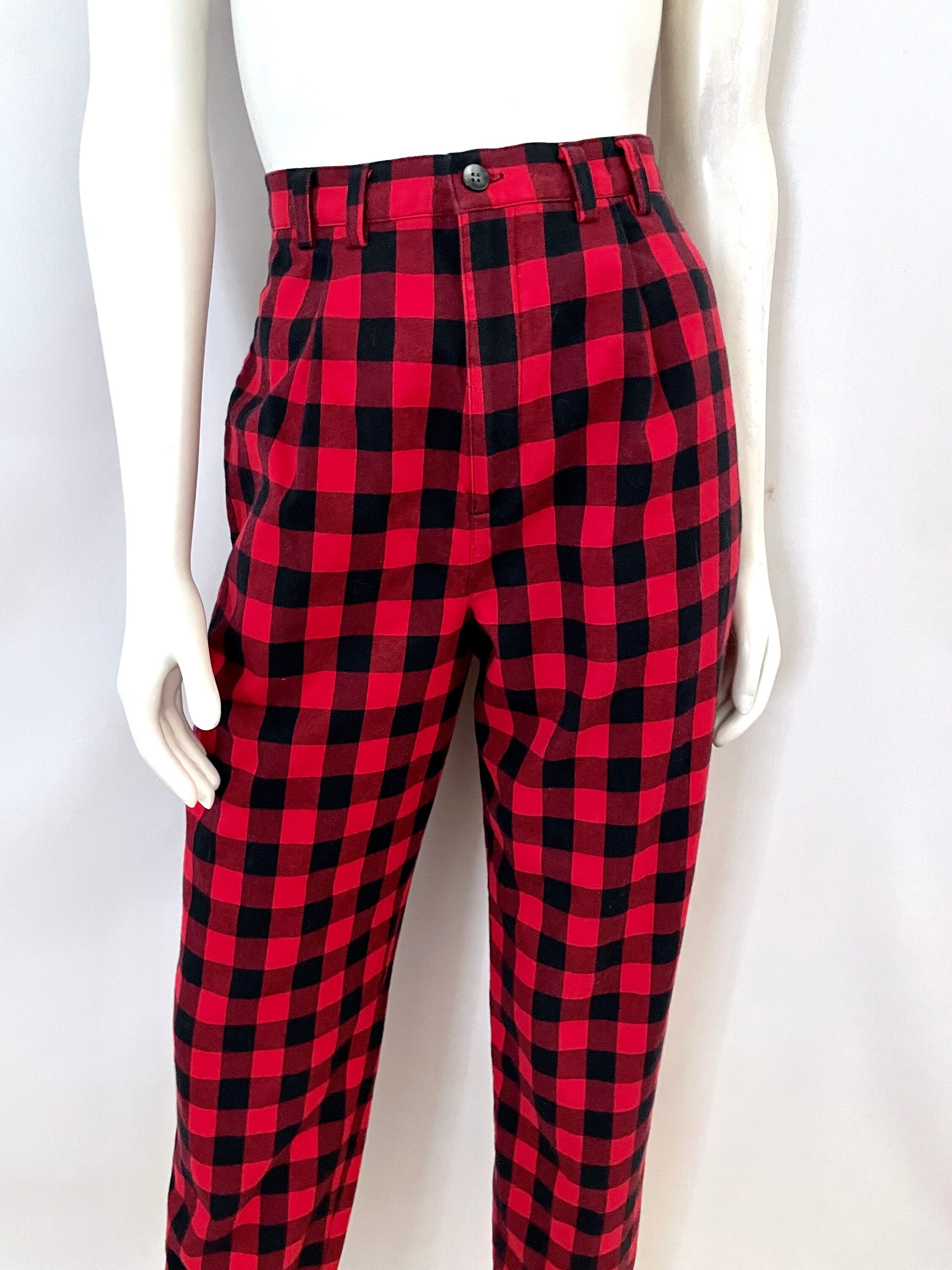 Vintage 90's Red, Black, Checkered, Pleated Pants (size 6