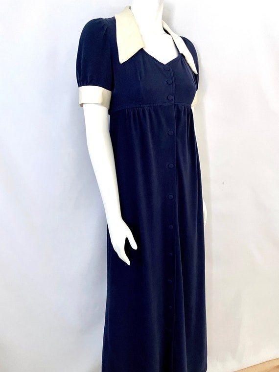 Vintage 60's/70's A Byer Mod Navy Blue Maxi Dress… - image 3