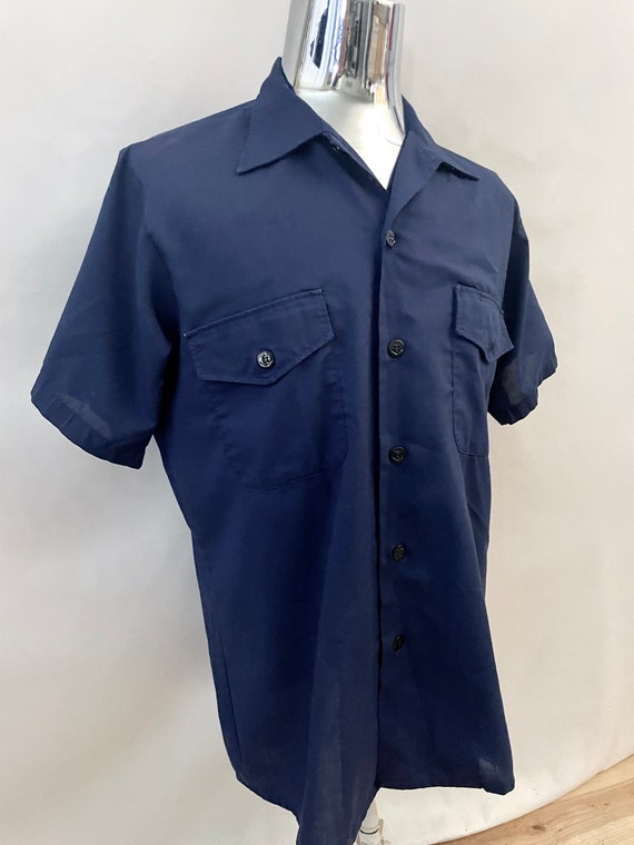 Vintage 70's Sailor Shirt, Navy Blue, Short Sleev… - image 2