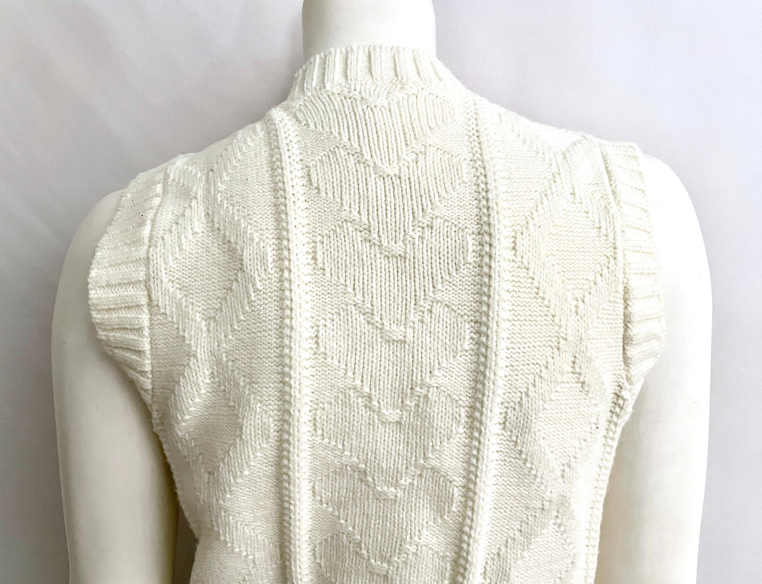 Vintage 70's Ivory White, Sleeveless, Sweater Vest (M) - Etsy