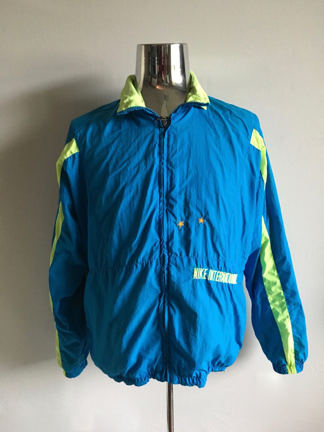 Vintage 90 s Nike Jacket Blue Neon Green Windbreaker XL Etsy Ireland