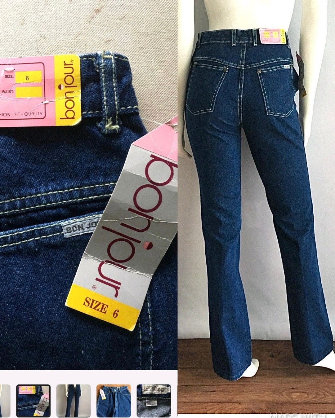 Vintage 80's Deadstock Bonjour Jeans High Waisted Denim - Etsy