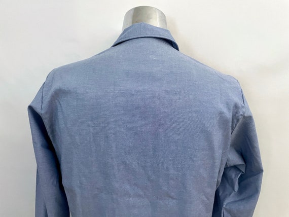 Vintage 70's Deadstock Blue Chambray Shirt Tall (… - image 8