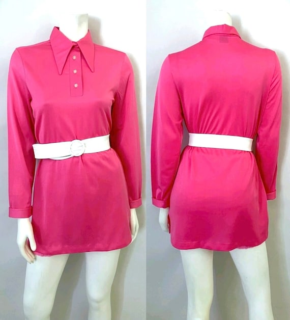 Vintage 60’s Hot Pink Mod Shirtdress by Sears (M)