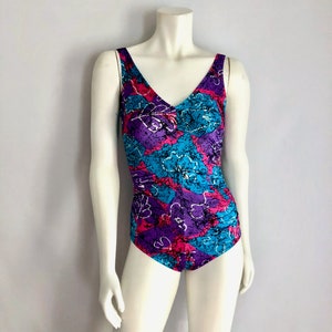 Vintage 80&#39;s Multi-Color One Piece, Swimsuit by Maxine of Hollywood (S)