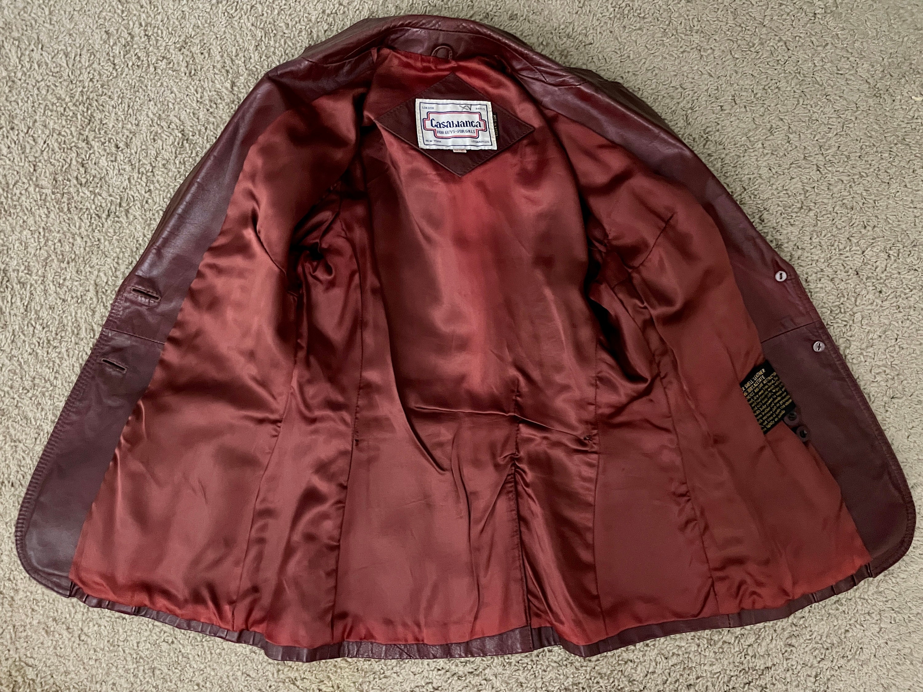 Vintage 80's Casablanca Oxblood Leather Jacket size 6 - Etsy