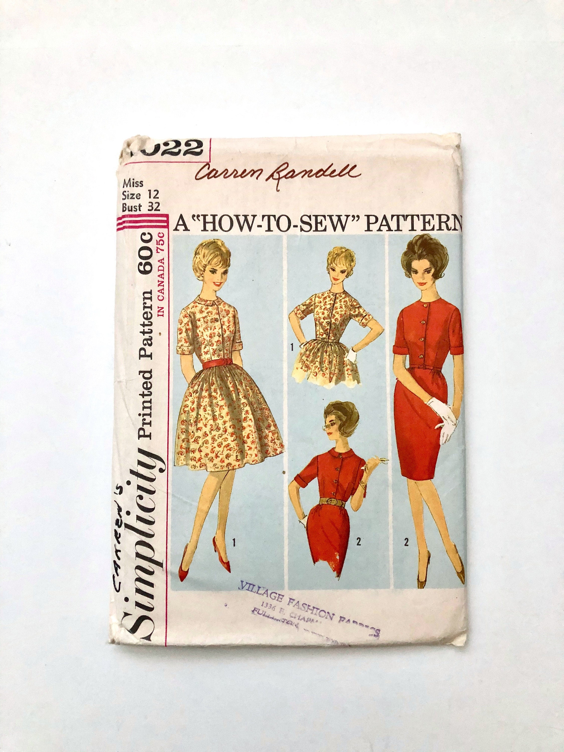 Vintage 60 S Uncut Simplicity 5022 One Piece Dress Two Etsy