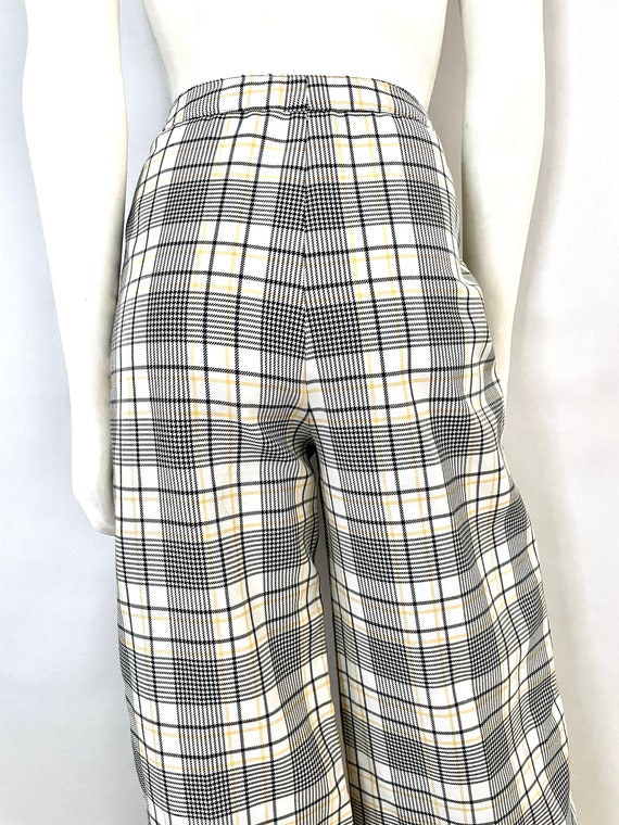 Vintage 70's White Plaid High Waisted Wide Leg Pa… - image 8