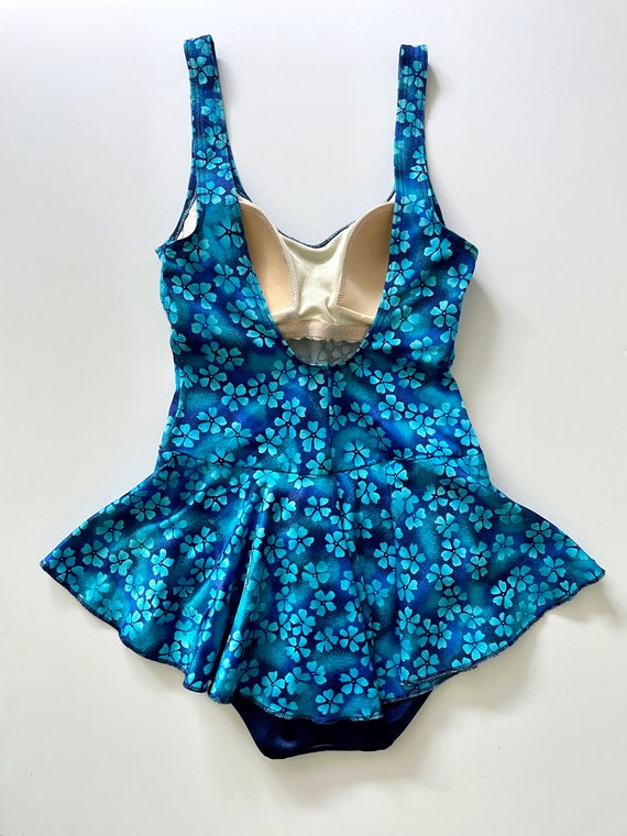 Vintage 80's Blue Floral Swimsuit, One Piece by B… - image 9