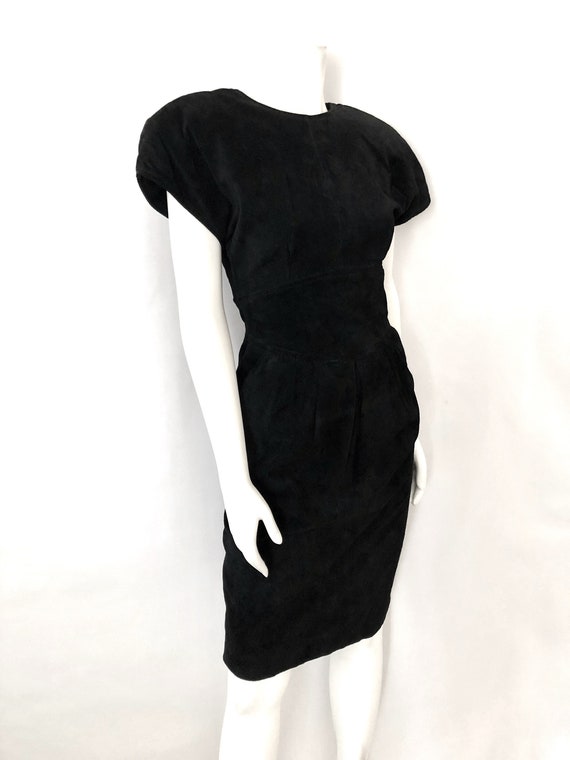 Vintage 90's Black Suede, Cocktail Dress by Liz C… - image 7