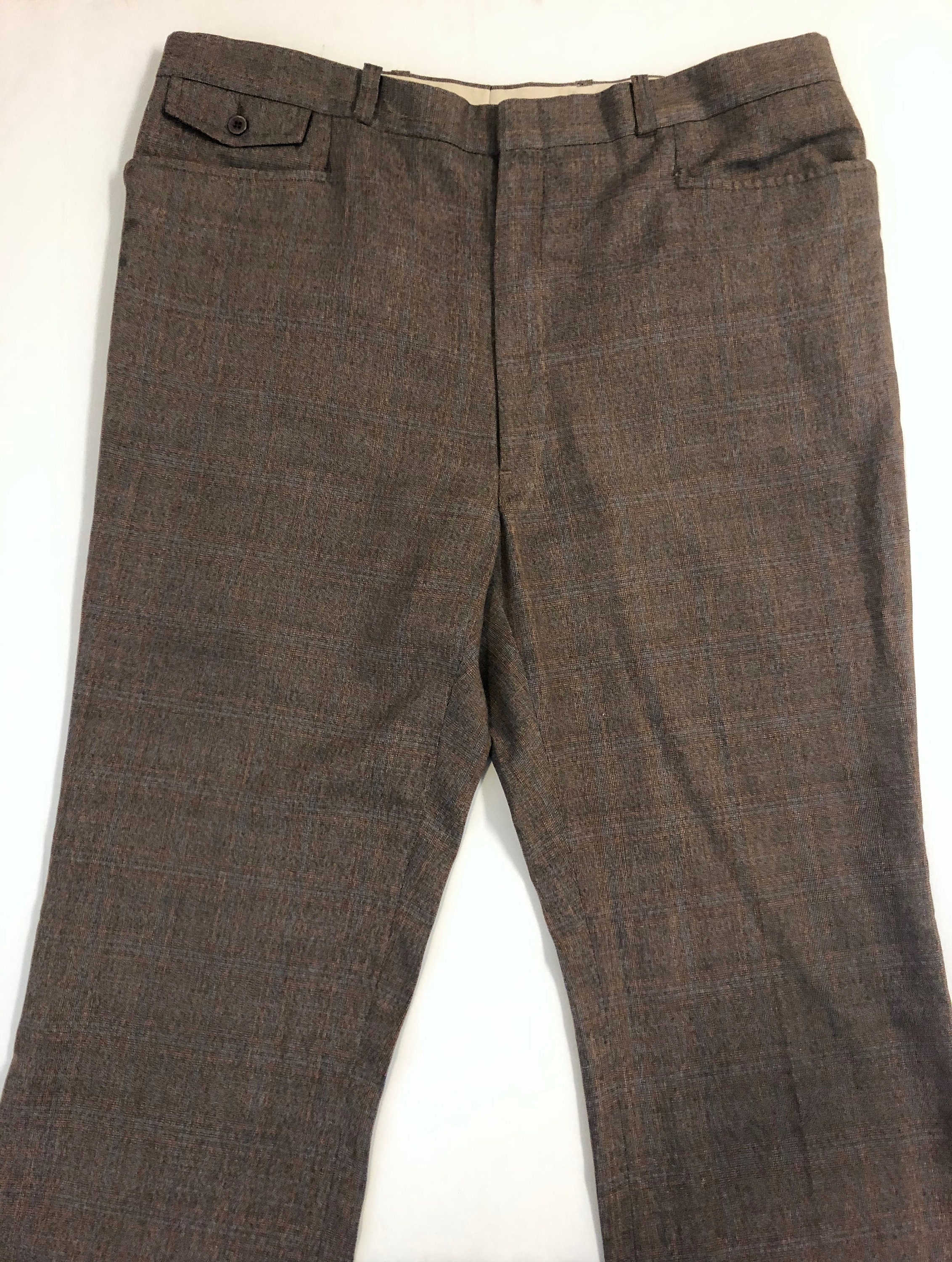 Vintage Men's 80's Brown Plaid Straight Leg Pants | Etsy