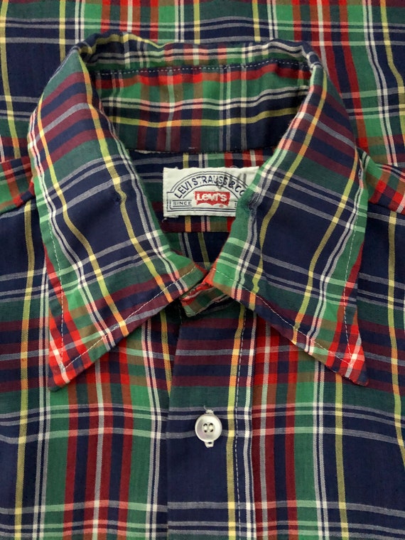 Vintage 70's Levi's, Plaid Shirt, Button Down, Lo… - image 4