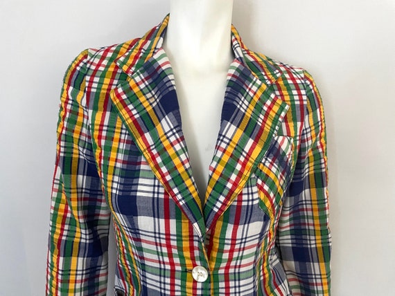Vintage 70's Campus Casuals Rainbow Plaid Jacket … - image 3