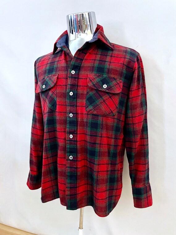 Vintage 80's Arrow, Red, Plaid, Wool, Flannel Shi… - image 6