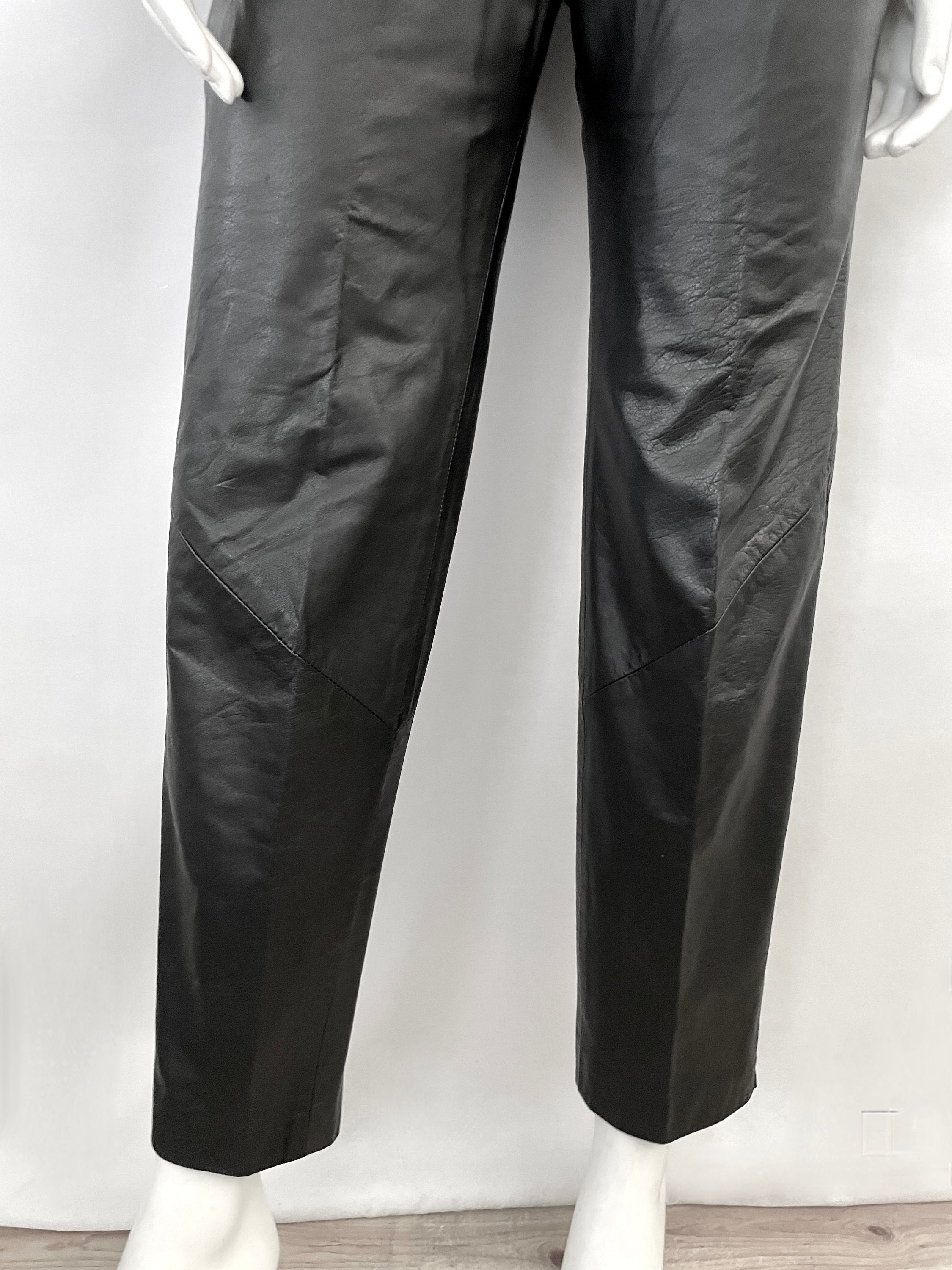 Vintage 80's Black Leather Pants, High Waisted, Tapered Fit size 6 - Etsy Vintage 80's Black Leather Pants, High Waisted, Tapered Fit size 6 - Etsy