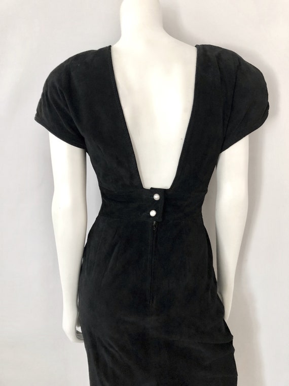 Vintage 90's Black Suede, Cocktail Dress by Liz C… - image 9