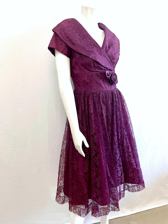 50's Purple, Lace Overlay, Party Dress (size 8) - Etsy Israel