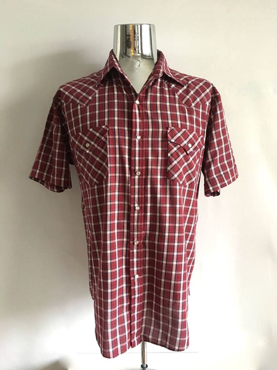 Vintage 90's Plains Western Shirt, Red, Short Sleeve,… - Gem