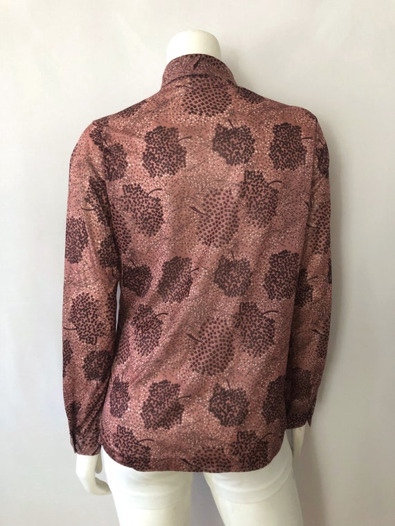 Vintage 70's Disco, Mauve, Tree, Blouse, Long Sle… - image 9