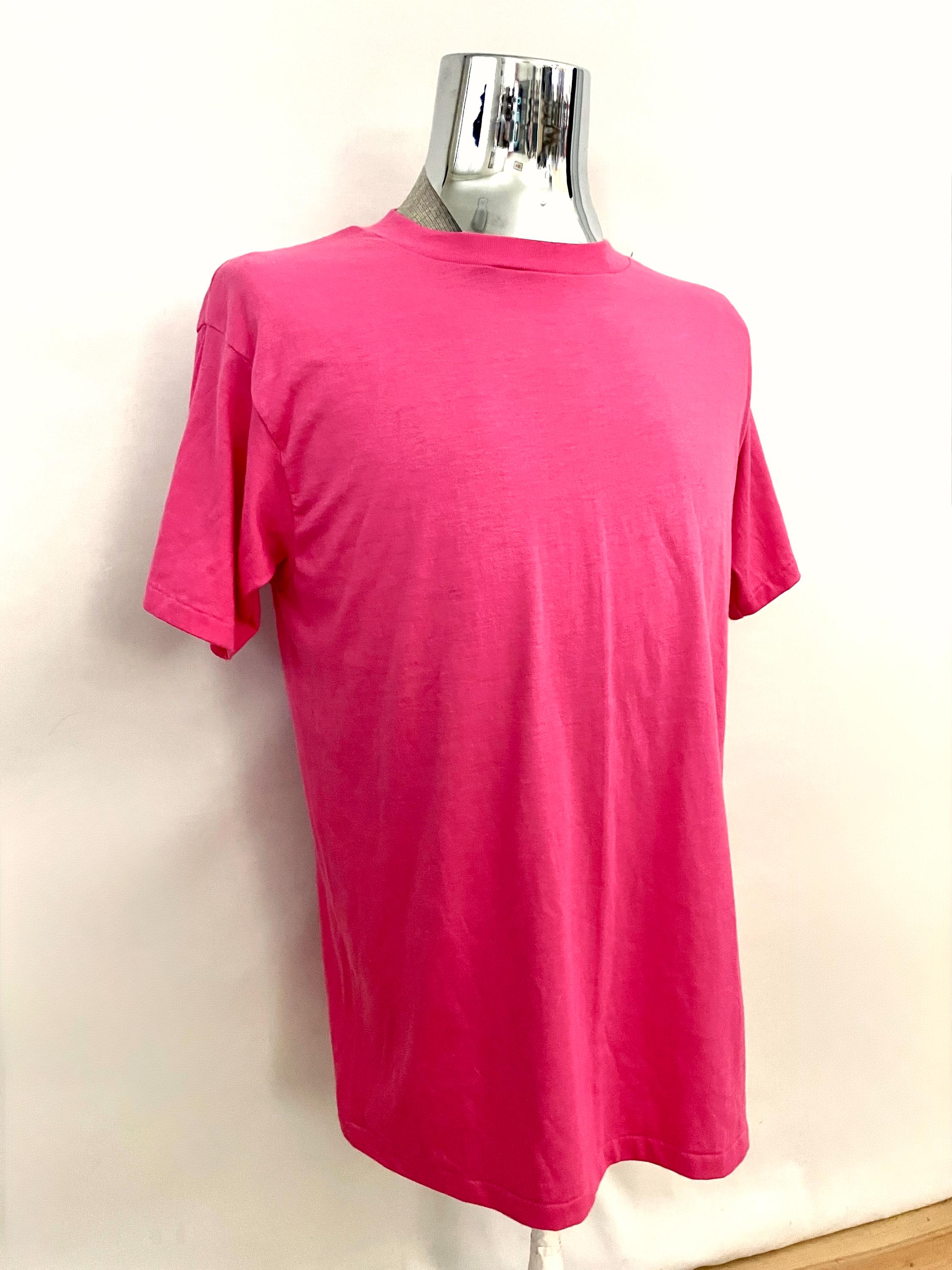 80年代ピンク、シングルステッチ、Hanes 50-50のTシャツ（L） - Etsy 日本
