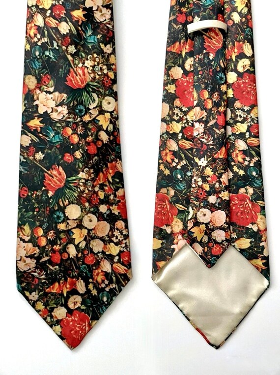 Vintage 70's Colorful, Photoprint, Floral, Necktie