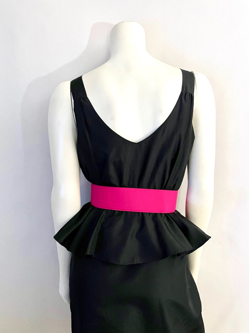 Peplum Dress Sleeveless Black M Vintage Women/'s 80/'s Coco