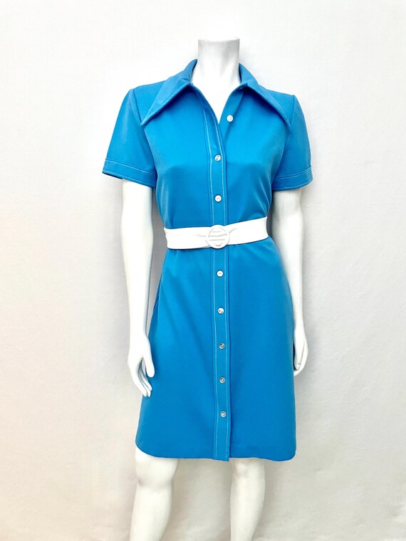 a line dress size 8 60's/70's Blue Short Sleeve, Shirt (size 8) Prom dresses A Line V Neck Bhldn A versatile piece thats Color:Blush Pink