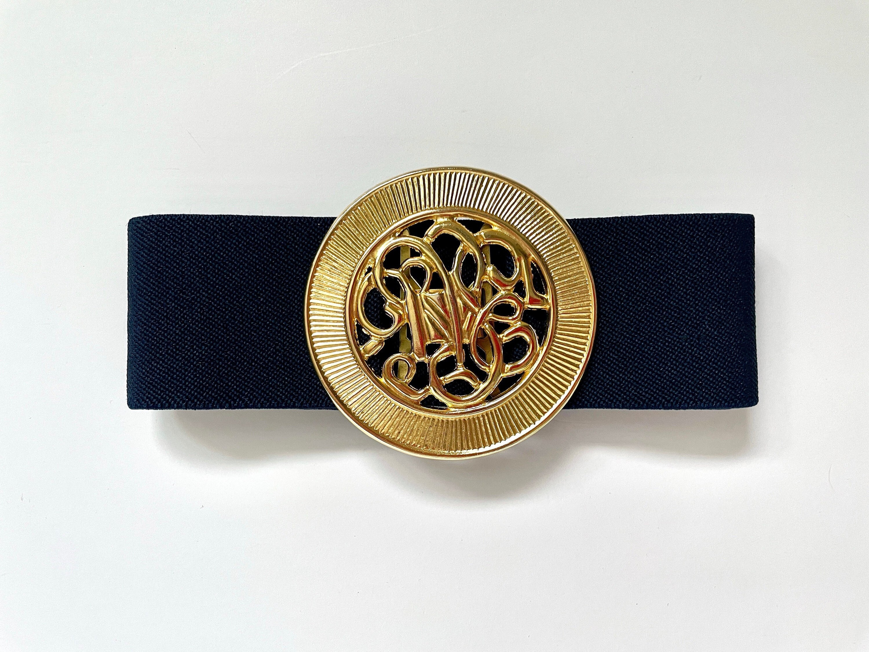 Wide Navy Belt With Gold - Etsy